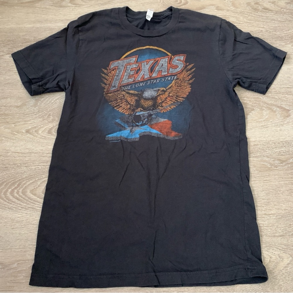 Texas Lonestar State Eagle Black T-Shirt Size M